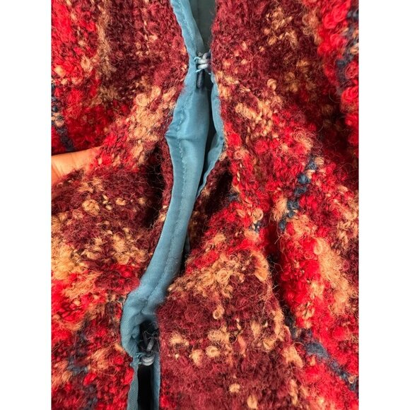 Anthropologie Tabitha Moretown Burgundy Red Blue Plaid Belted Blazer Size 12 - Picture 6 of 15